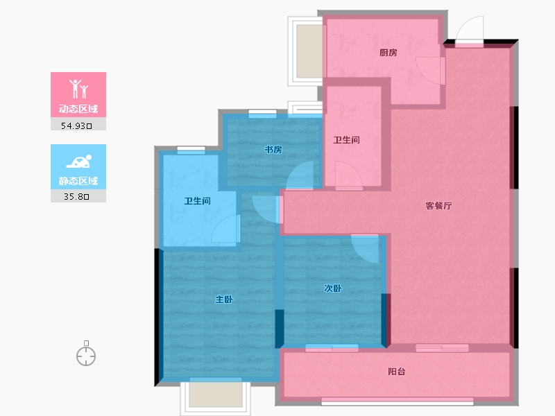 浙江省-杭州市-绿城春风金沙-80.56-户型库-动静分区