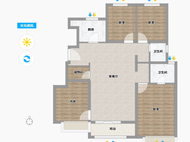 天津-天津市-中国铁建西派国印-106.40-户型库-采光通风