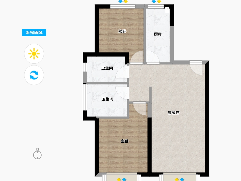 天津-天津市-中建城-60.42-户型库-采光通风