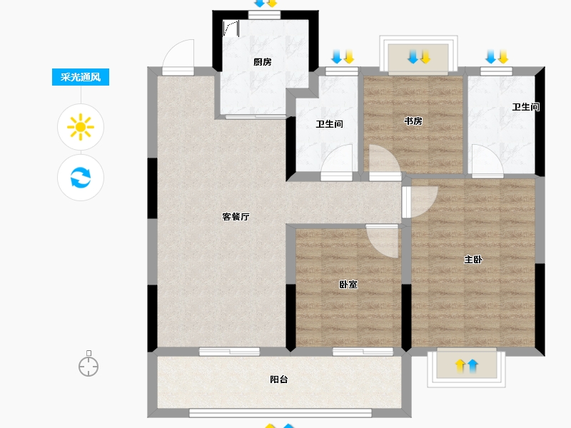 浙江省-杭州市-香港置地上河公元-84.00-户型库-采光通风