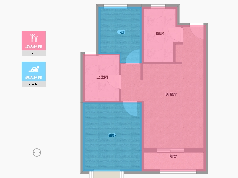 天津-天津市-爱情·缤纷里-60.00-户型库-动静分区