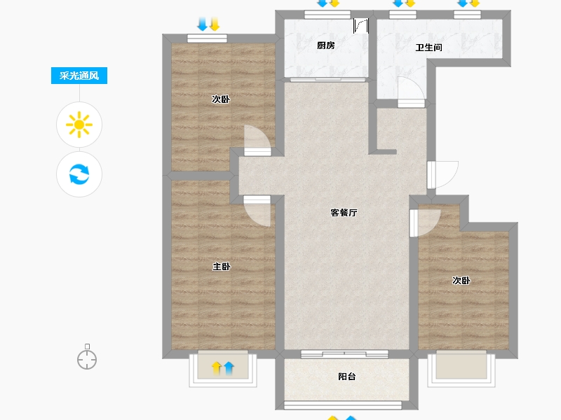 山东省-临沂市-龙盛西园-90.00-户型库-采光通风