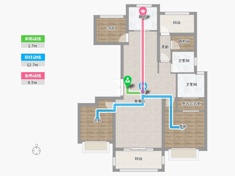 江苏省-南京市-北大资源颐和翡翠府-102.40-户型库-动静线