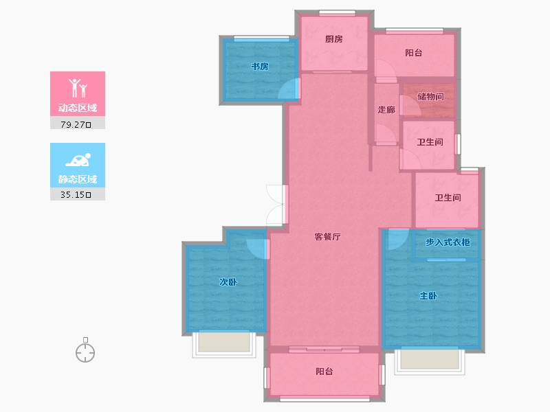 江苏省-南京市-北大资源颐和翡翠府-102.40-户型库-动静分区