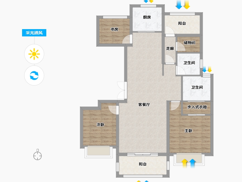 江苏省-南京市-北大资源颐和翡翠府-102.40-户型库-采光通风