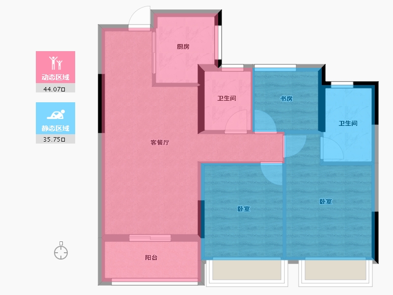 浙江省-杭州市-云彩之城-71.20-户型库-动静分区