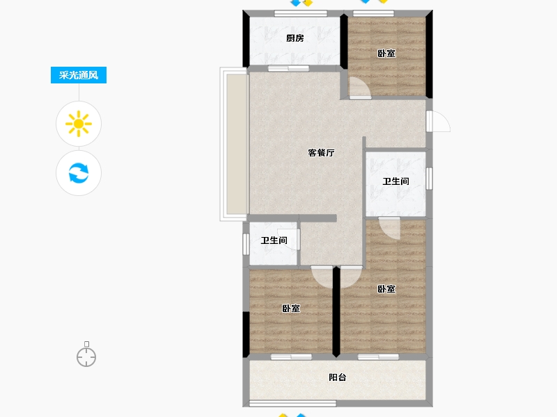 浙江省-杭州市-云彩之城-85.90-户型库-采光通风