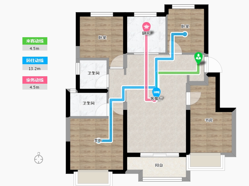 天津-天津市-天津·中梁公馆-75.78-户型库-动静线