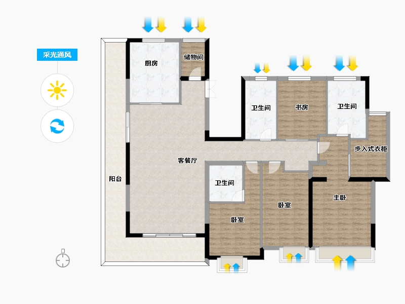 浙江省-杭州市-葛洲坝龙湖中杭府-196.00-户型库-采光通风