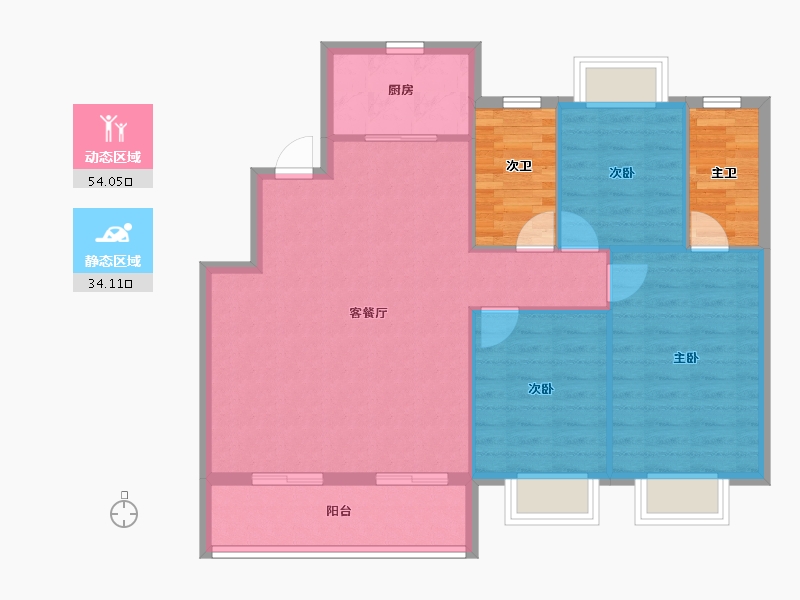 浙江省-湖州市-新都·泰和府-90.33-户型库-动静分区