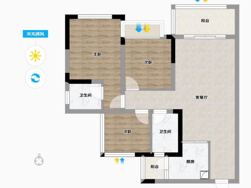 四川省-南充市-凤栖大院-75.00-户型库-采光通风