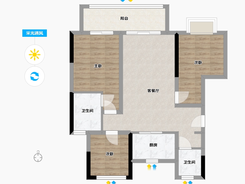 四川省-成都市-金辉凤栖云璟-80.11-户型库-采光通风