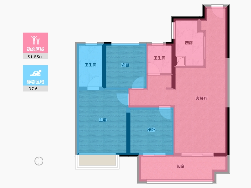 江苏省-南京市-华侨城欢乐时光-79.21-户型库-动静分区