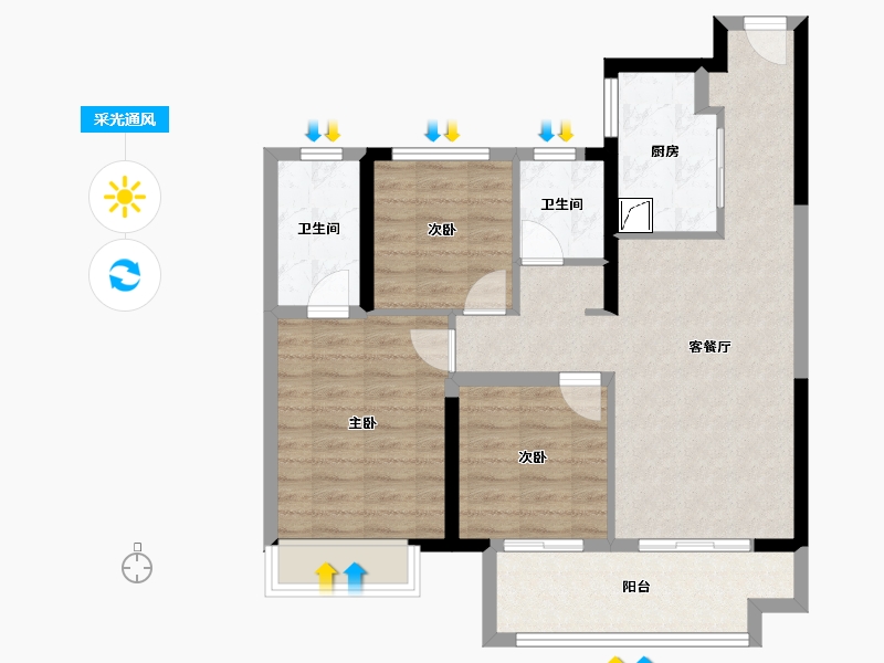 江苏省-南京市-华侨城欢乐时光-79.21-户型库-采光通风