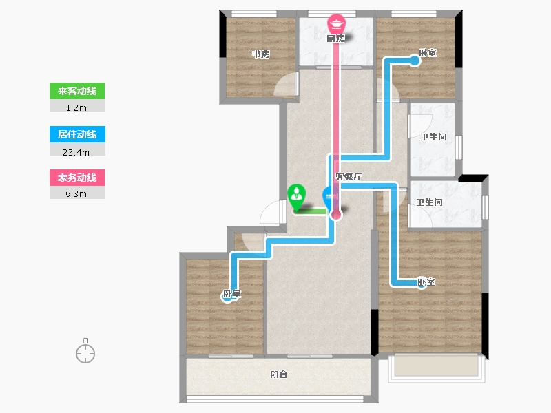 浙江省-杭州市-云彩之城-110.00-户型库-动静线