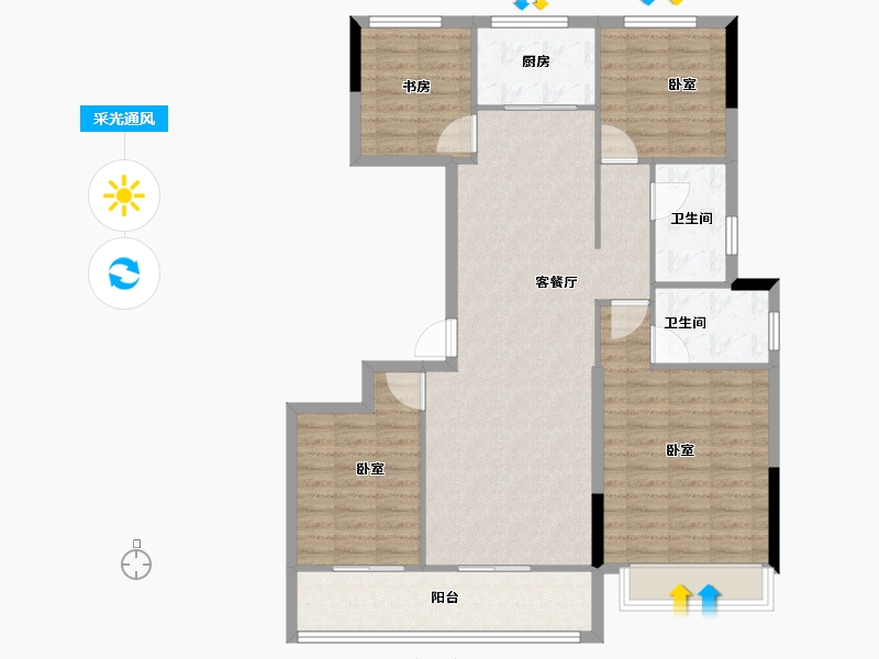 浙江省-杭州市-云彩之城-110.00-户型库-采光通风