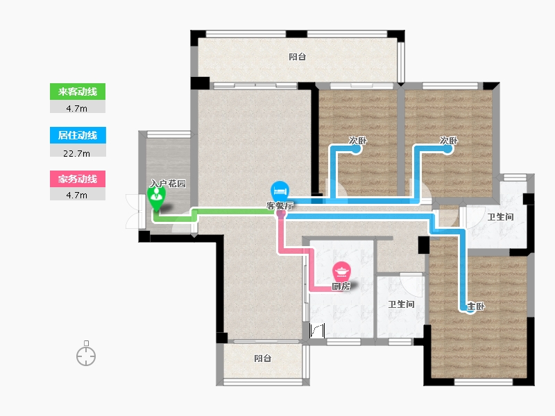 广西壮族自治区-百色市-碧园中央尊府-126.00-户型库-动静线