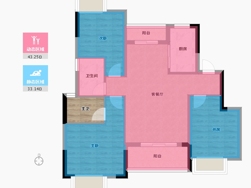 江西省-南昌市-锦天·天悦华府-71.29-户型库-动静分区