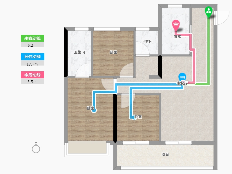 浙江省-杭州市-云彩之城-87.21-户型库-动静线