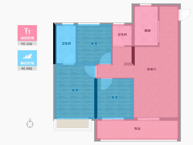 浙江省-杭州市-云彩之城-87.21-户型库-动静分区