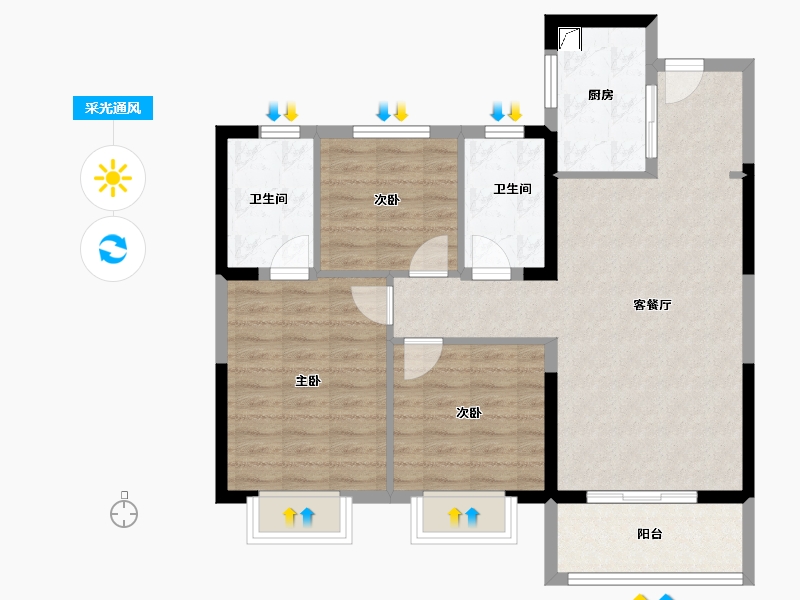 江苏省-南京市-昕悦尚宸-84.00-户型库-采光通风