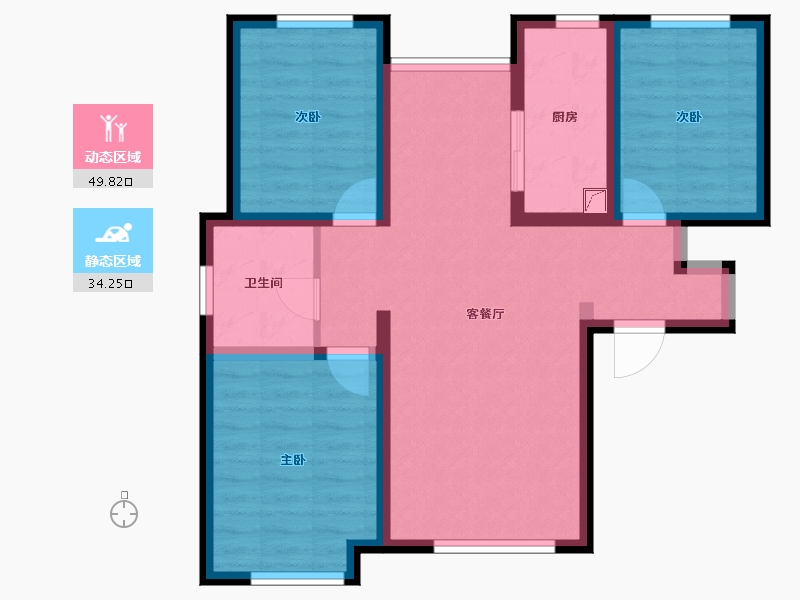 天津-天津市-力高阳光海岸-74.17-户型库-动静分区