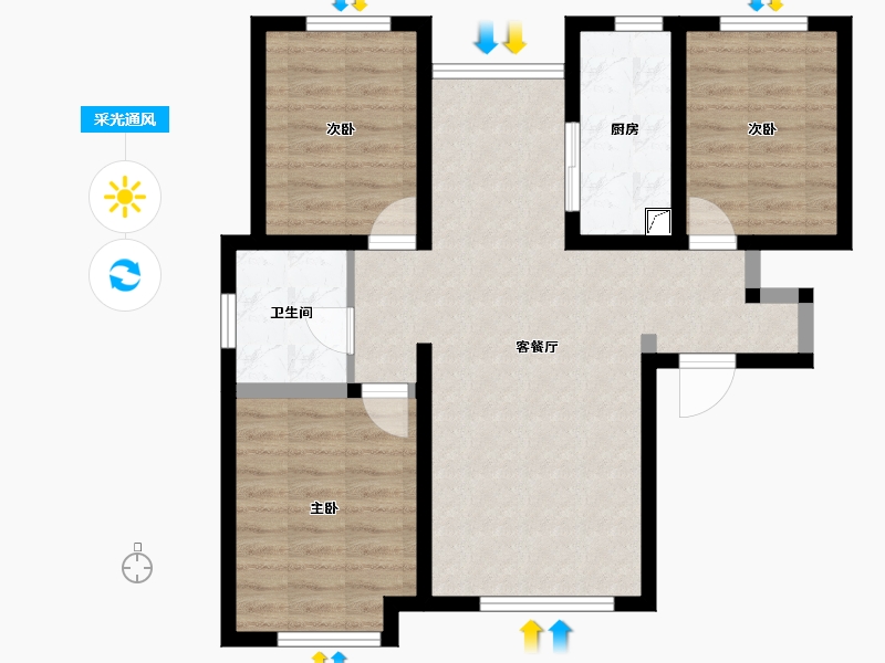 天津-天津市-力高阳光海岸-74.17-户型库-采光通风