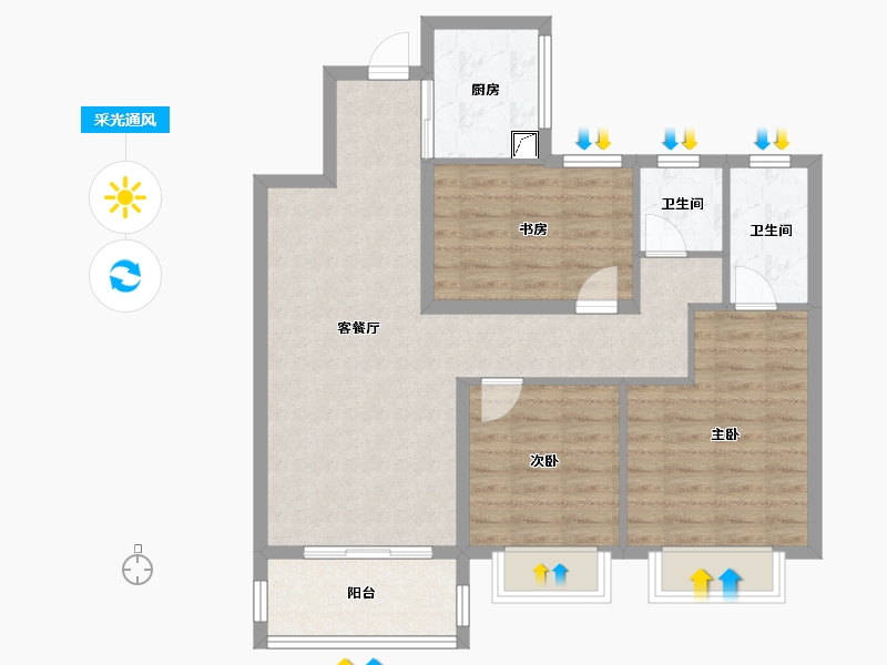 江苏省-南京市-佳兆业悦峰府-84.00-户型库-采光通风