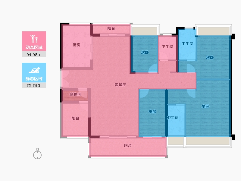 广东省-佛山市-映月湖保利天珺-145.07-户型库-动静分区