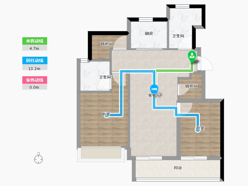 浙江省-杭州市-保利欣品华庭-79.74-户型库-动静线