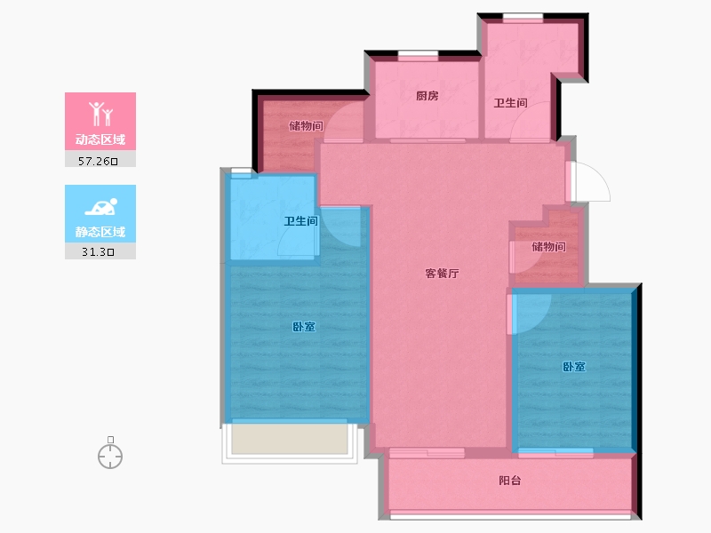 浙江省-杭州市-保利欣品华庭-79.74-户型库-动静分区