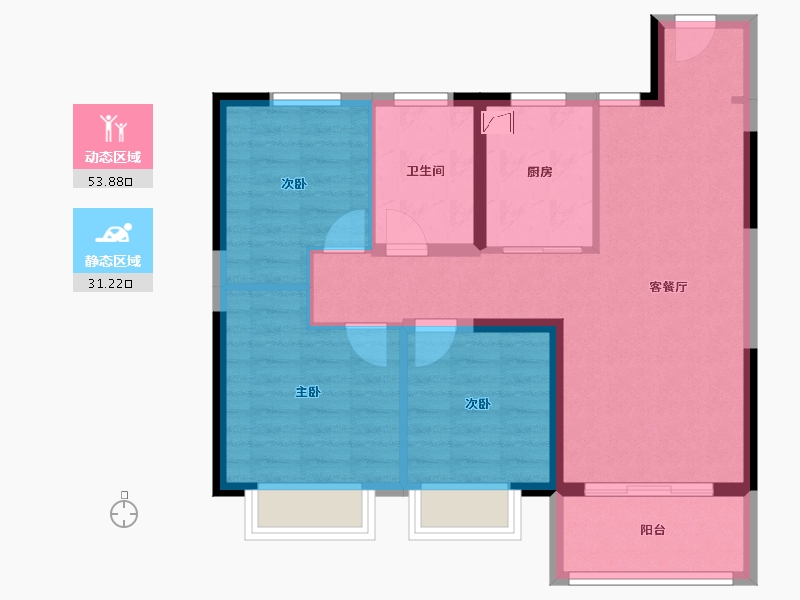 江苏省-南京市-昕悦尚宸-76.01-户型库-动静分区