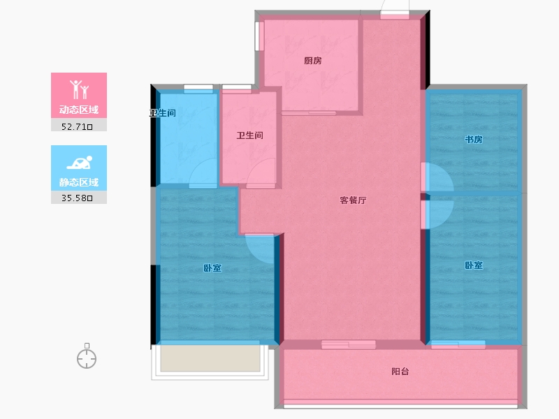 浙江省-杭州市-云彩之城-79.21-户型库-动静分区