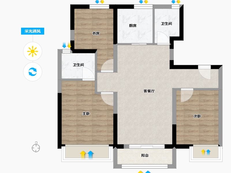 天津-天津市-中建城-71.69-户型库-采光通风