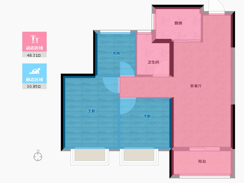 浙江省-杭州市-华鸿东潮云庭-71.21-户型库-动静分区