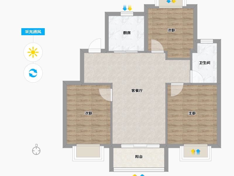 浙江省-湖州市-新都·泰和府-69.99-户型库-采光通风