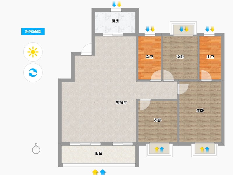 浙江省-湖州市-新都·泰和府-96.01-户型库-采光通风