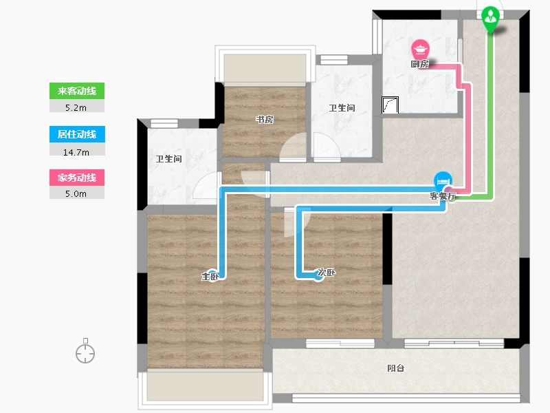 浙江省-杭州市-春和云境-76.00-户型库-动静线