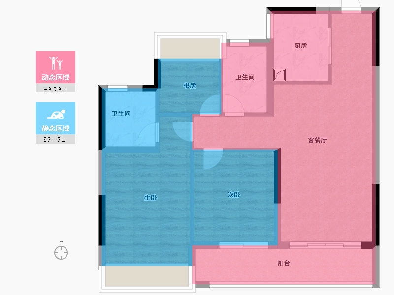 浙江省-杭州市-春和云境-76.00-户型库-动静分区