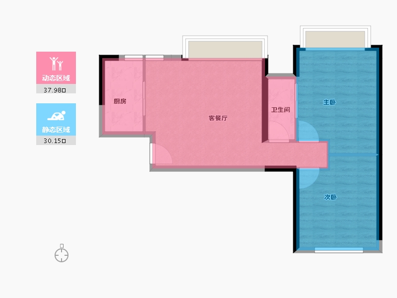 广东省-珠海市-佳兆业·水岸华都·悦港湾-61.70-户型库-动静分区