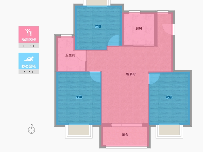 浙江省-湖州市-新都·泰和府-70.97-户型库-动静分区