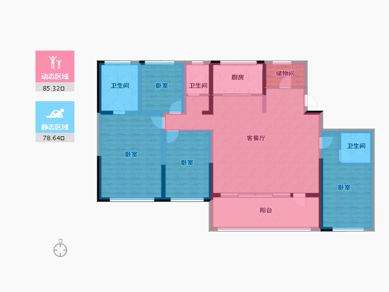 江苏省-南京市-金基望樾府-148.01-户型库-动静分区