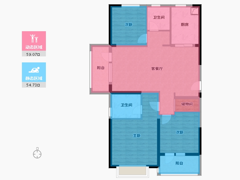 江苏省-南京市-颐居朗诗紫熙府-101.22-户型库-动静分区