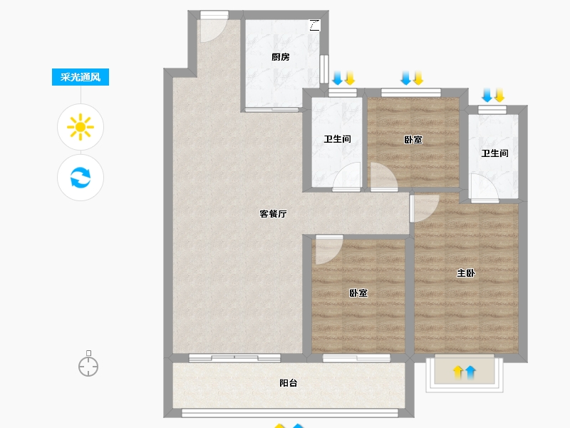 江苏省-南京市-金陵华夏中心-82.41-户型库-采光通风