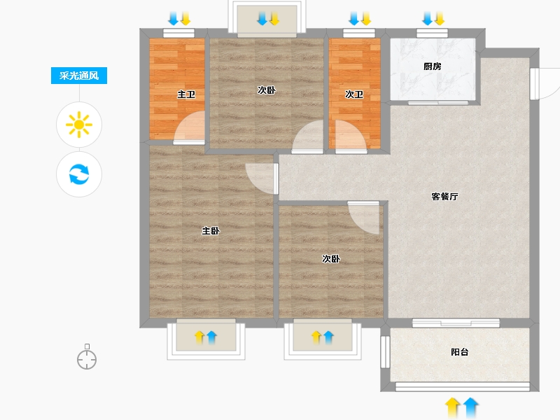 浙江省-湖州市-新都·泰和府-77.00-户型库-采光通风