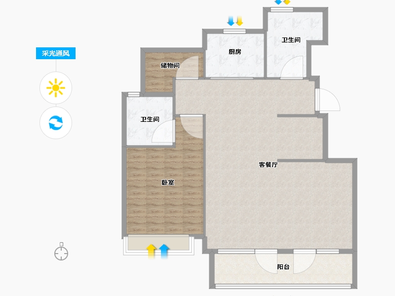 浙江省-杭州市-保利欣品华庭-123.21-户型库-采光通风