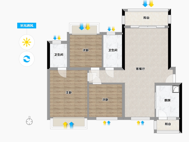 贵州省-遵义市-保利未来城市-105.00-户型库-采光通风