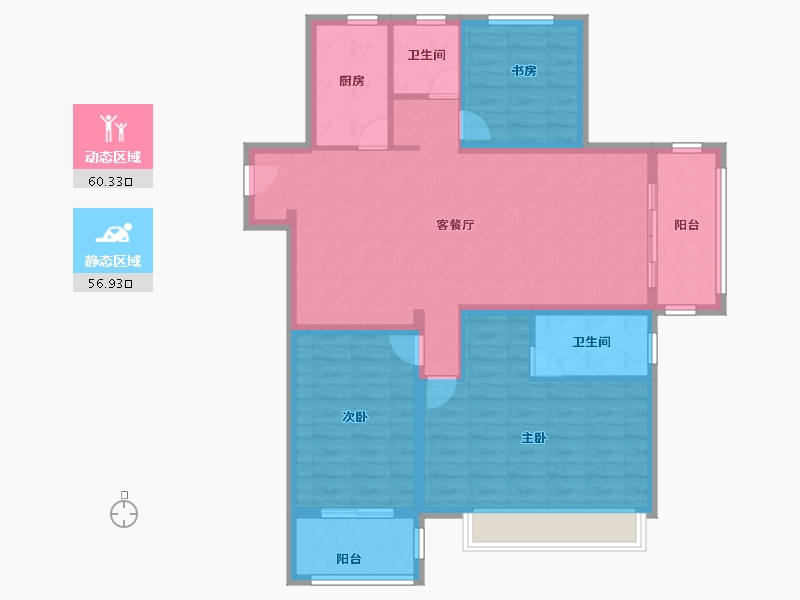 江苏省-南京市-江宁金茂悦-105.60-户型库-动静分区