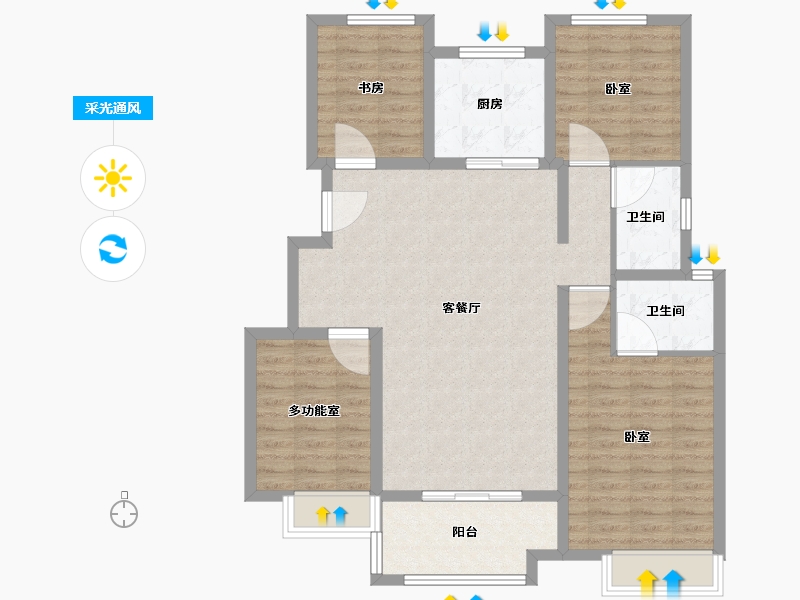 安徽省-合肥市-万科苏高新中央公园-104.01-户型库-采光通风