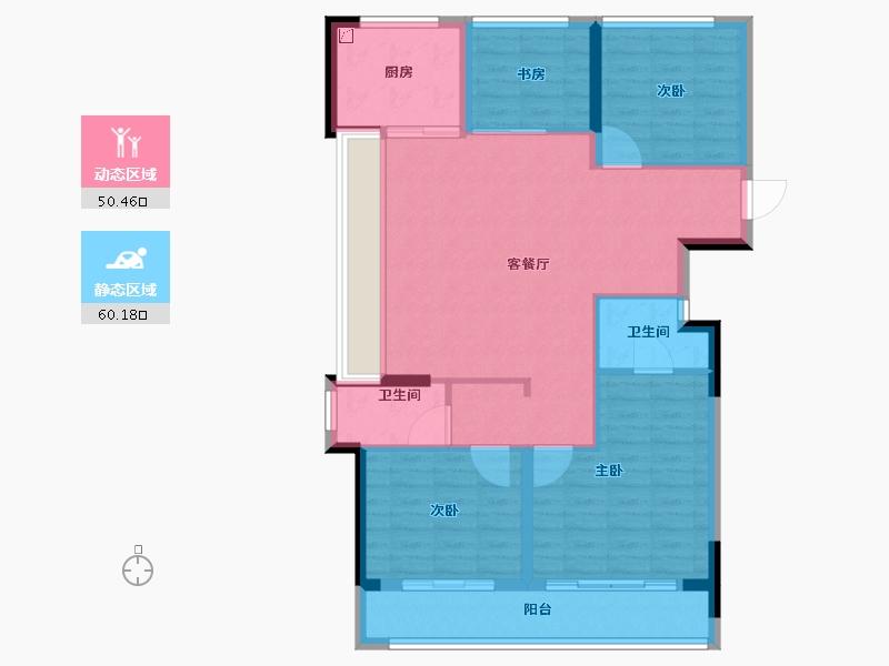 浙江省-杭州市-绿城江上臻园-100.00-户型库-动静分区